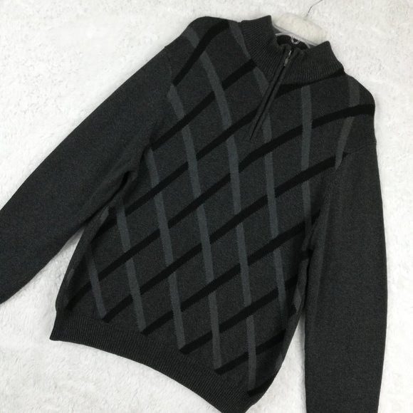 Lyle & Scott Mens Sweater 1/4 Zip Pullover Combed Cotton Charcoal Gray Knit L - Picture 9 of 10